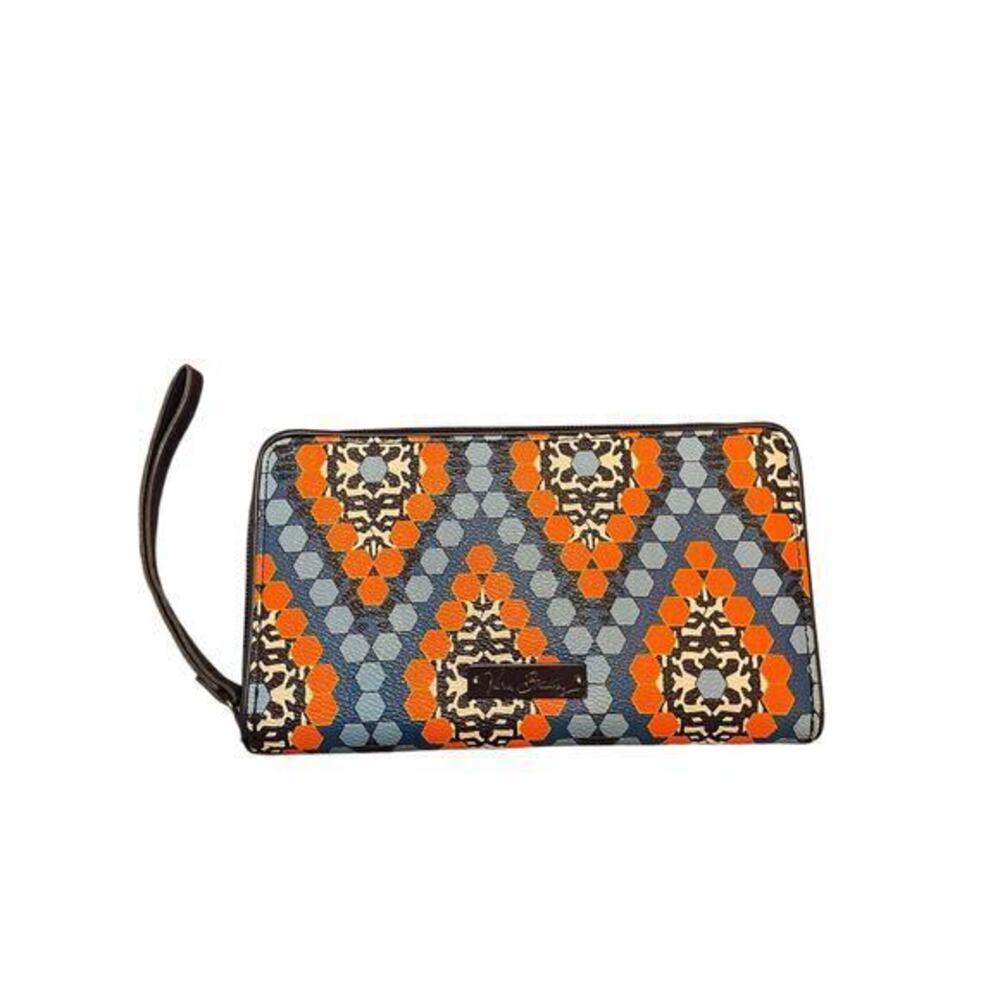 Vera Bradley Marrakesh Beads‎ Large Blue Orange Zip Card Travel Wallet/Wristlet